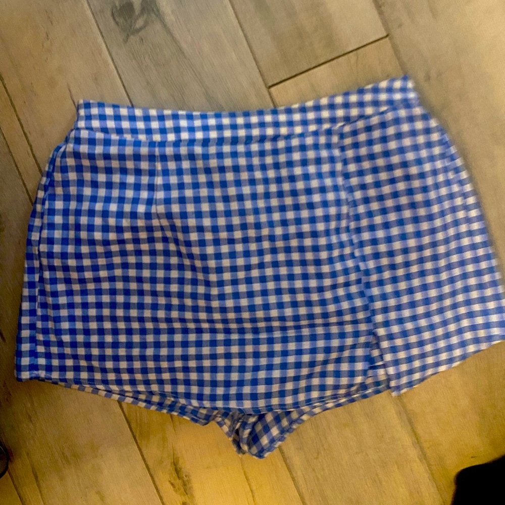 Blue gingham skort